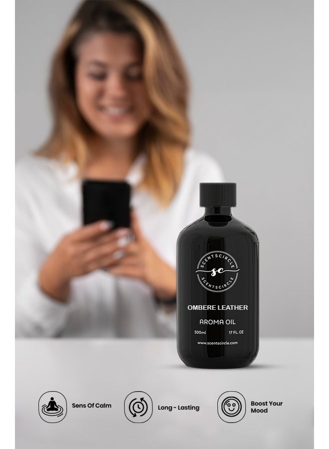 Scentscircle Ombere Leather Fragrance Diffuser Oil 500ml with Violet Leaf & Cedar | Jasmine Sambac & Orris Heart | Leather, Woody & Tobacco Base for Shops, Lounges, Home & Office | Scentscircle - Image 4